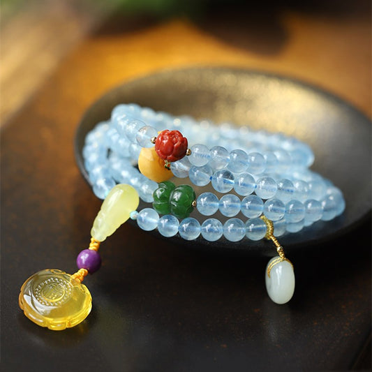 ÌìȻ±ù͸º£À¶±¦6mm108·ðÖéÊִ®ԭ´´DIY¿î¶àȦ±¦ʯÊÎƷÀñÎïʱÉÐ